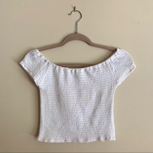 Brandy Melville white off shoulder crop top
